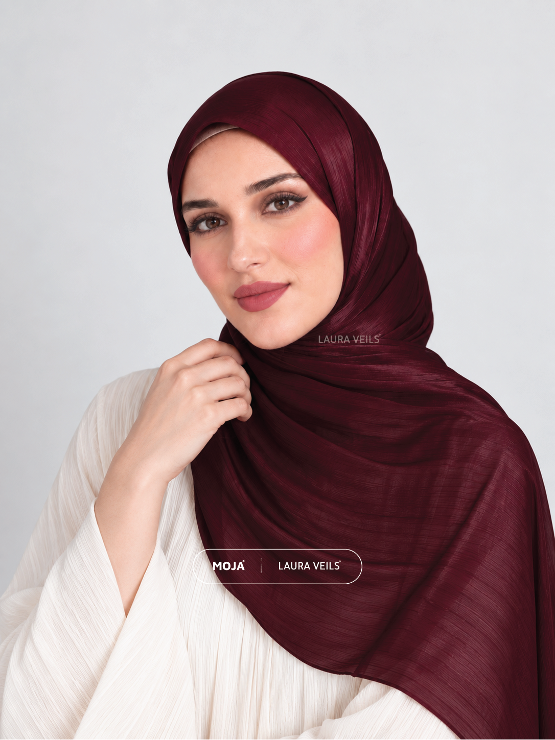 Dark Maroon Moja Organza Shimmer Hijab – 2m Length