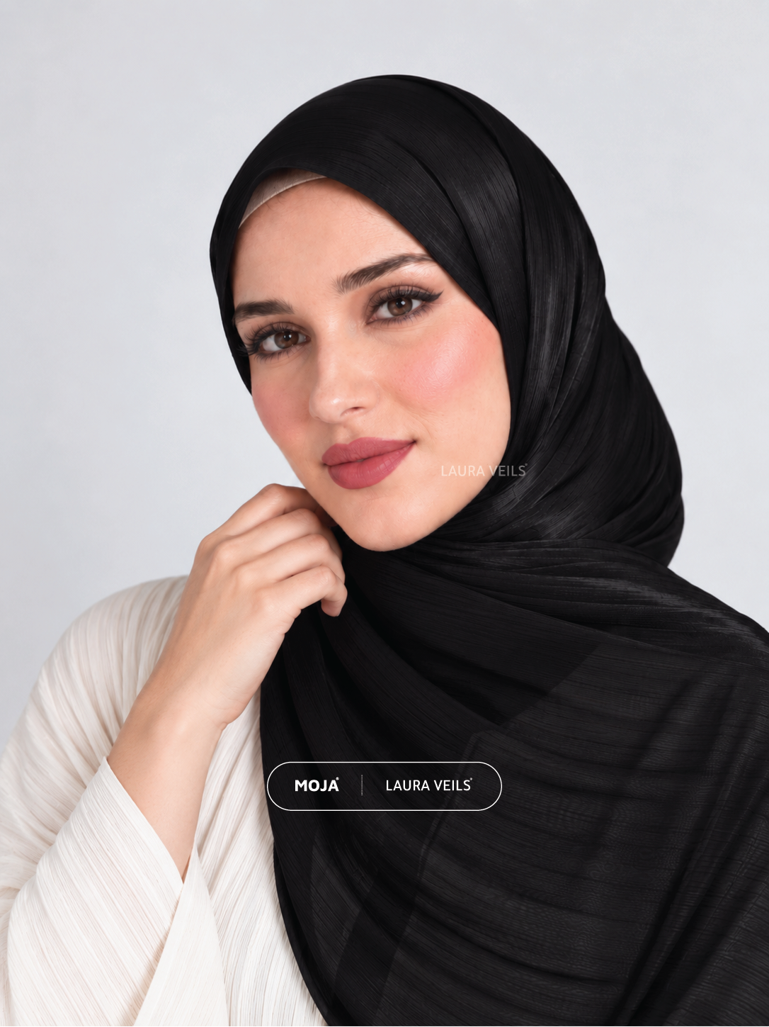 Black Moja Organza Shimmer Hijab – 2m Length