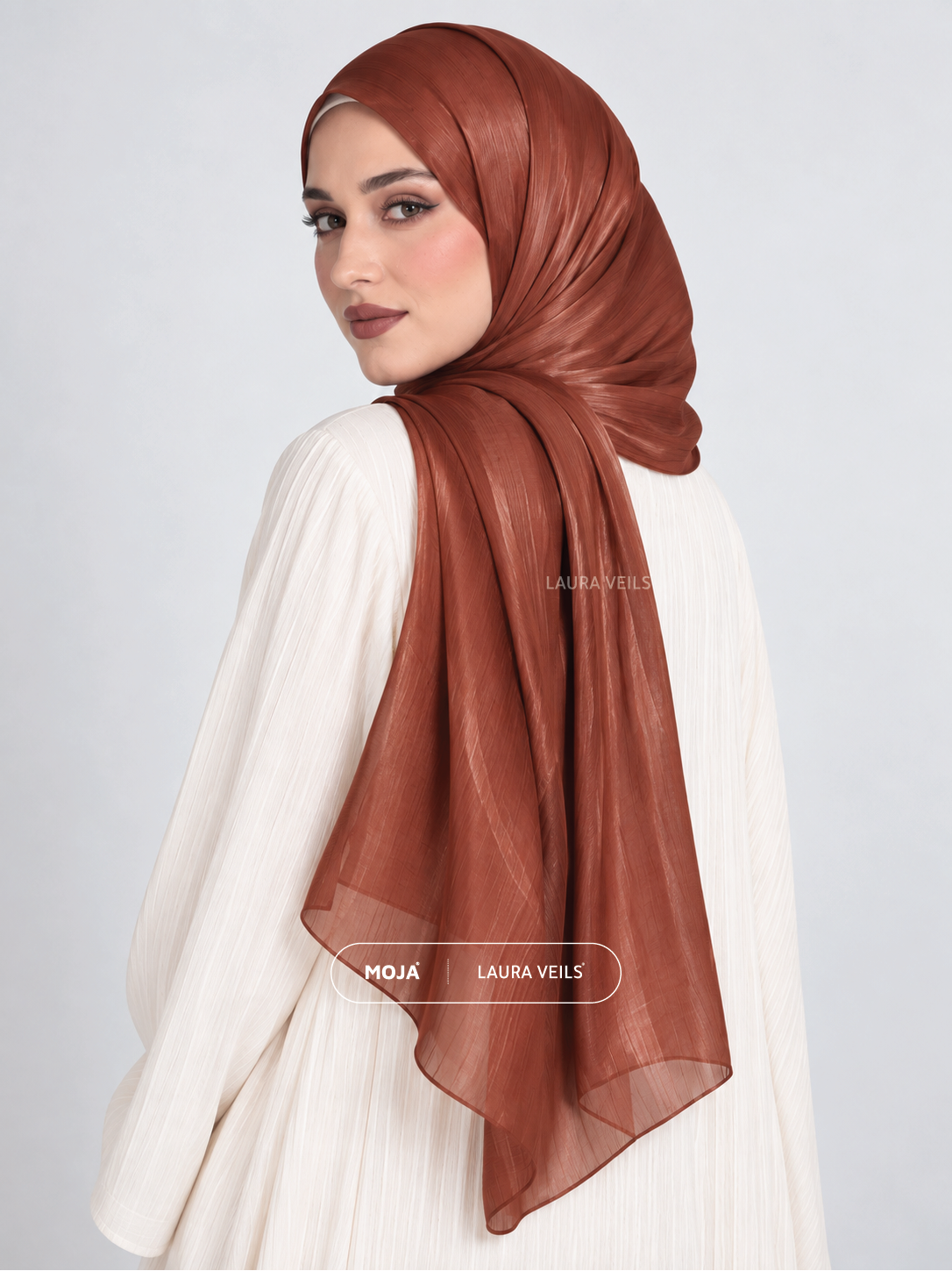 Brick Moja Organza Shimmer Hijab – 2m Length