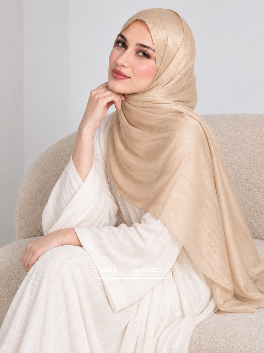 Cream Moja Organza Shimmer Hijab – 2m Length