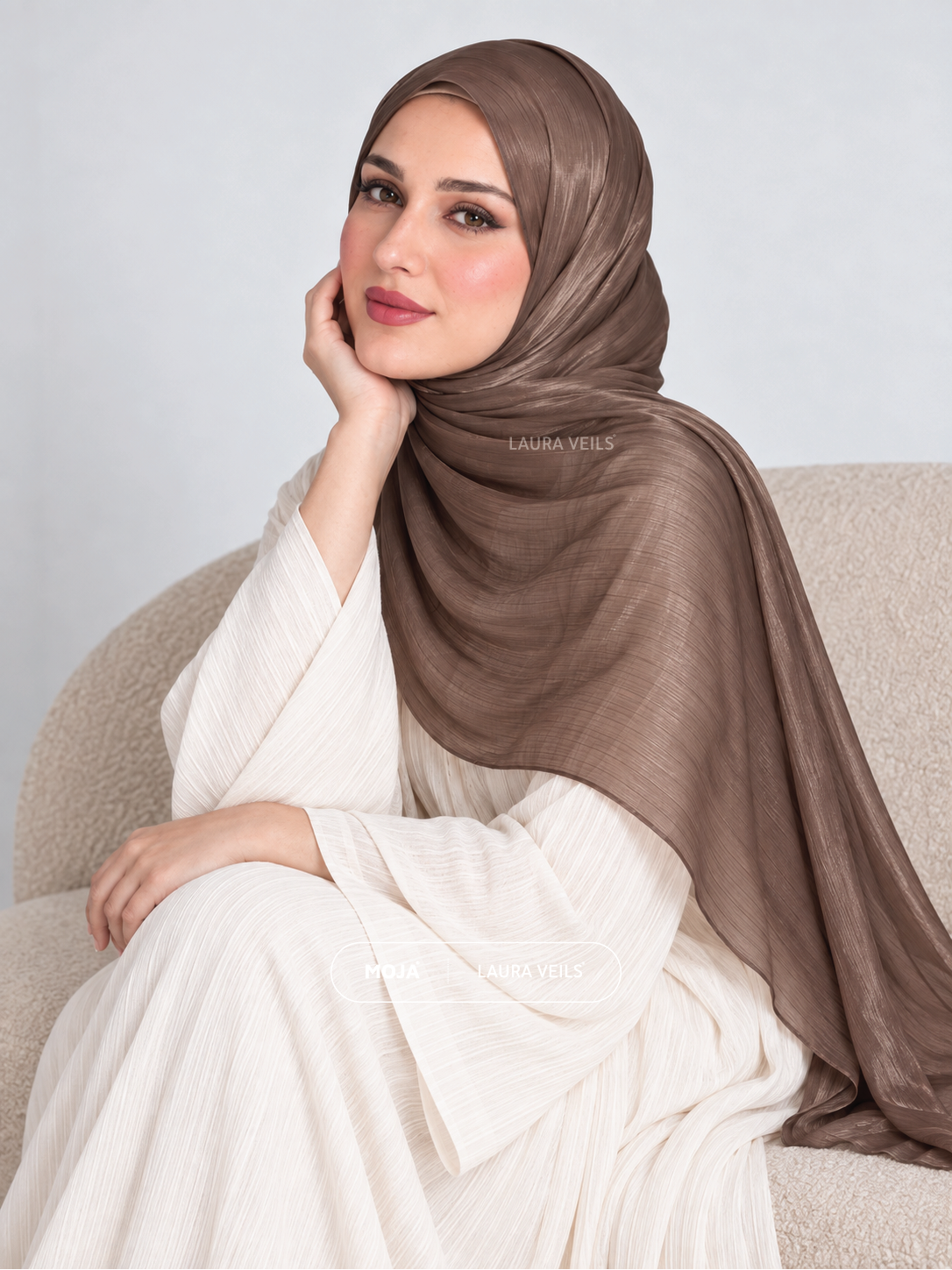 Espresso Moja Organza Shimmer Hijab – 2m Length