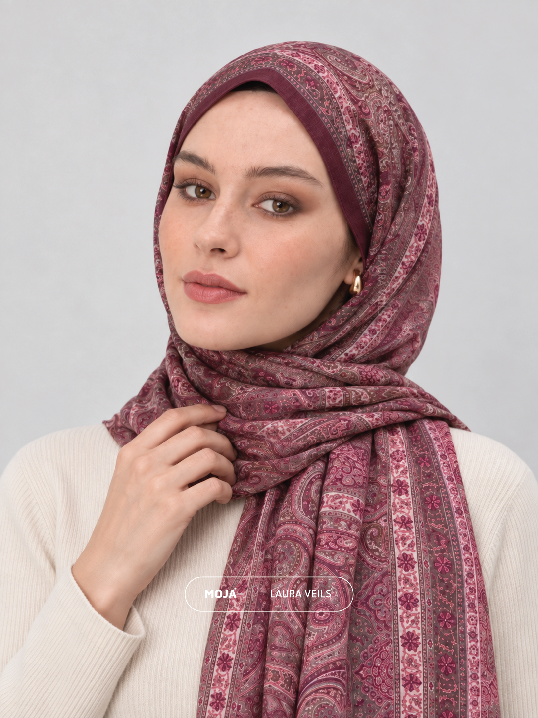 Paisley Printed Hijab – Plum Mauve – Moja Soft Chiffon Printed Shayla – 2m length