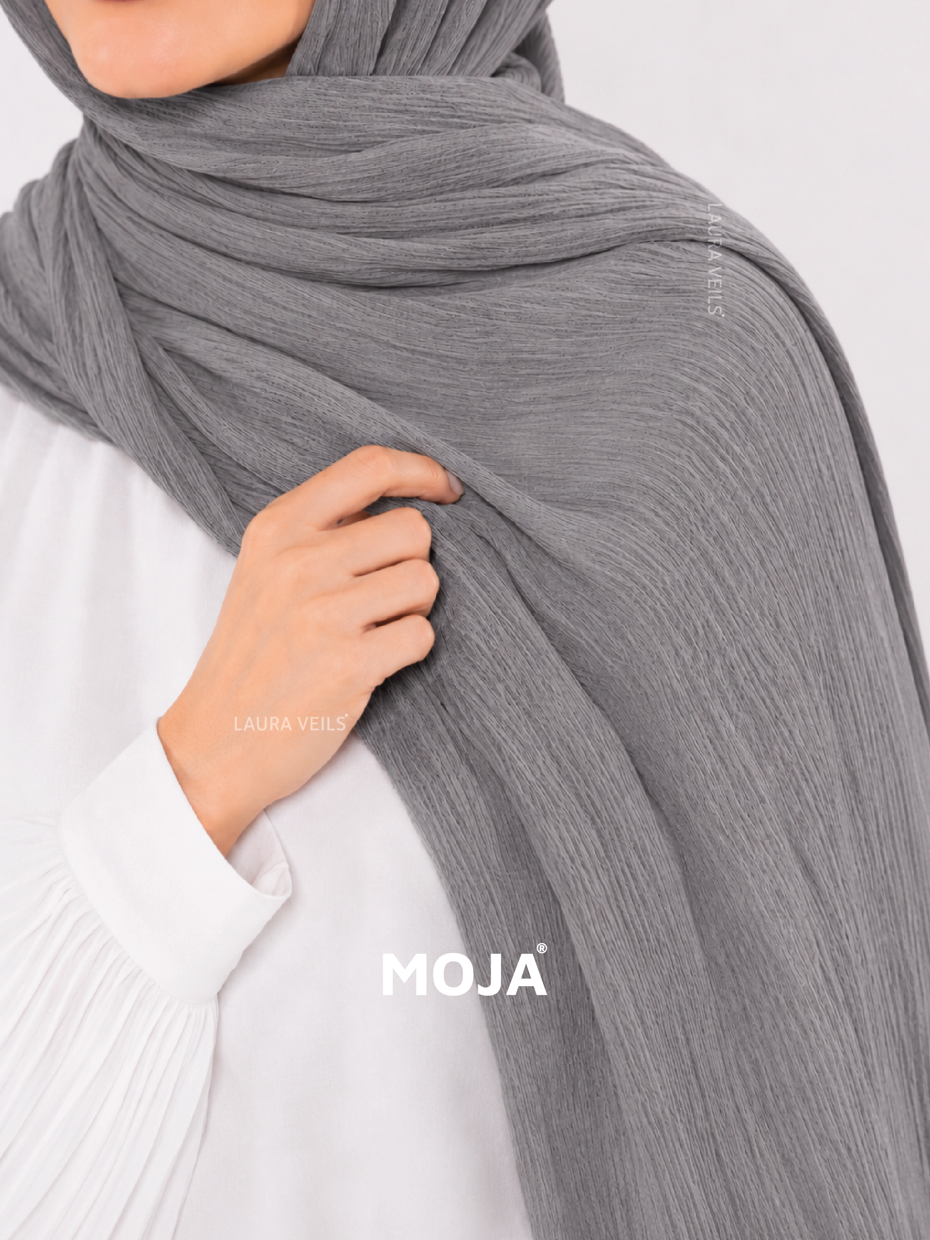 Silver Grey Modal Cotton Crinkle Hijab