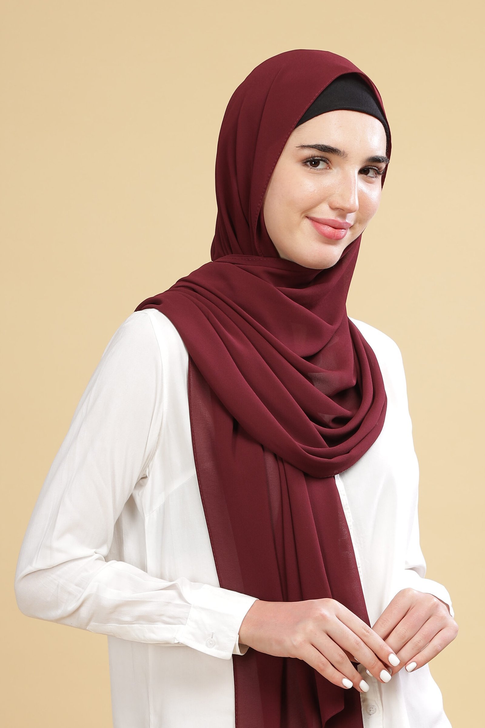 Dark Maroon – Moja Georgette Hijab