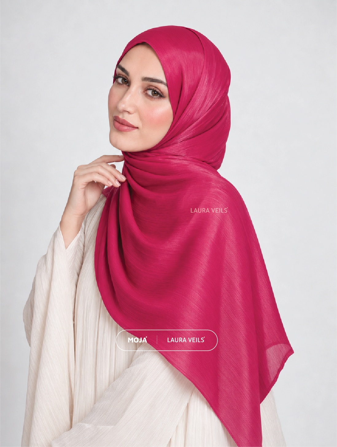 Rani Pink Moja Organza Shimmer Hijab – 2m Length
