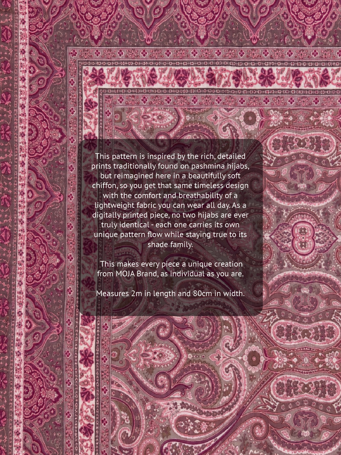 Paisley Printed Hijab – Plum Mauve – Moja Soft Chiffon Printed Shayla – 2m length