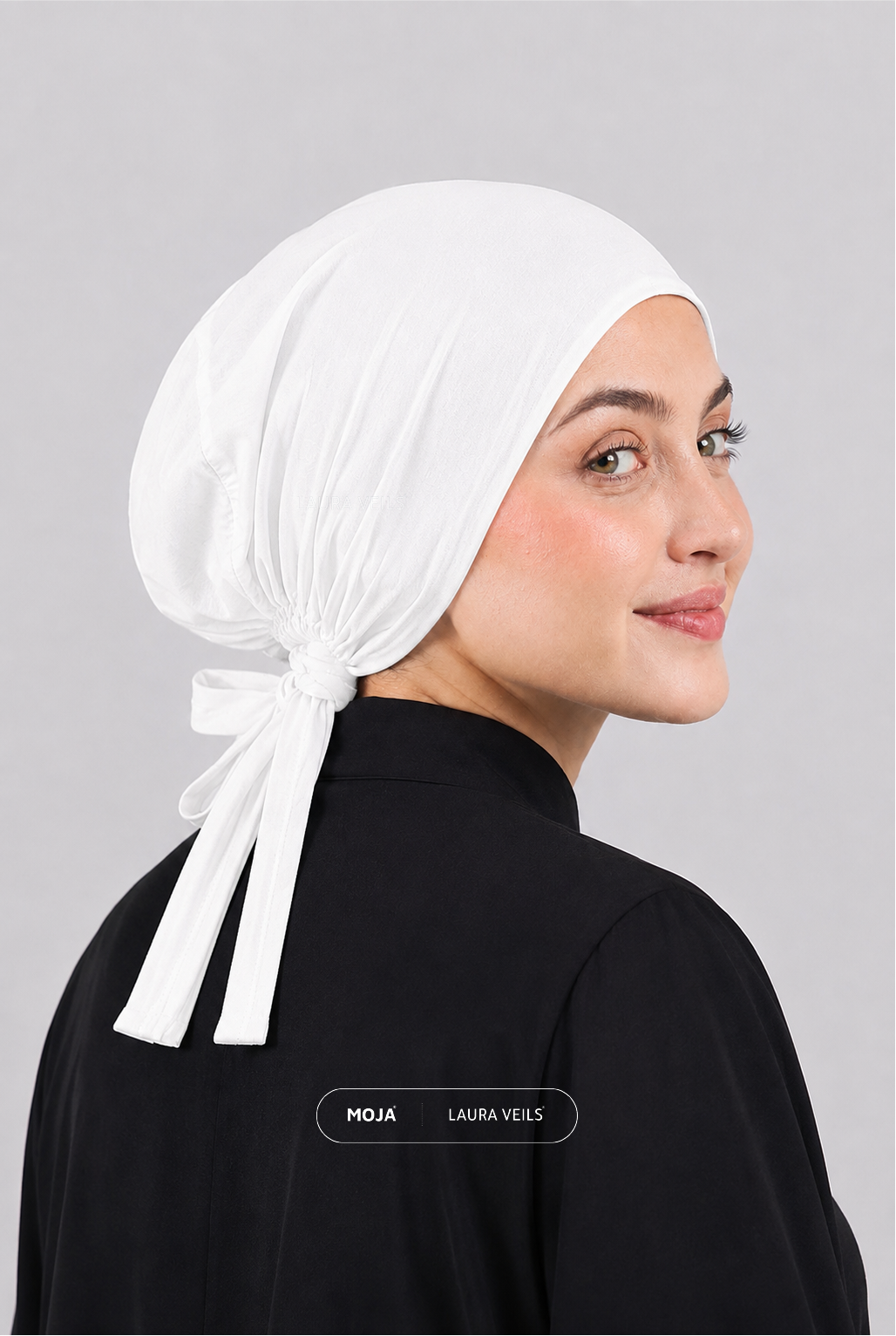 Milk White – Moja Tie Cap – Breathable Thin Jersey Underscarf