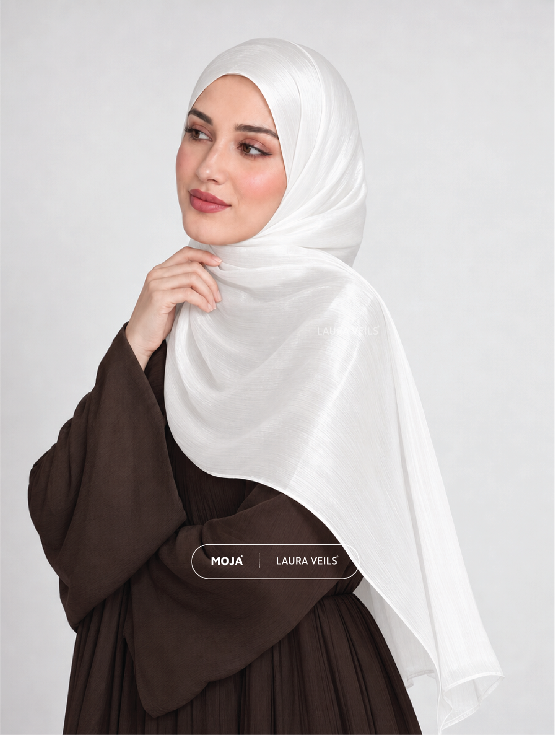 Milk White Moja Organza Shimmer Hijab – 2m Length