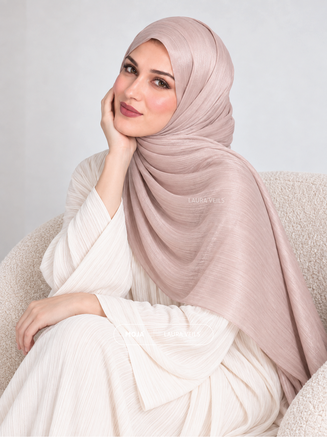 Nude Pink Moja Organza Shimmer Hijab – 2m Length