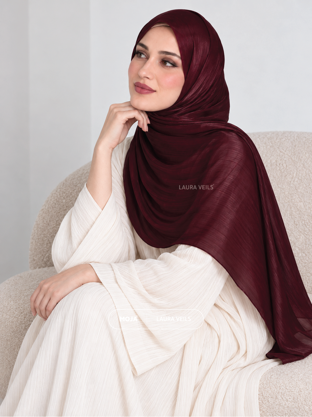 Dark Maroon Moja Organza Shimmer Hijab – 2m Length