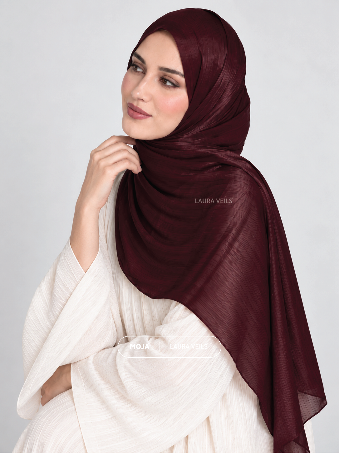Dark Maroon Moja Organza Shimmer Hijab – 2m Length