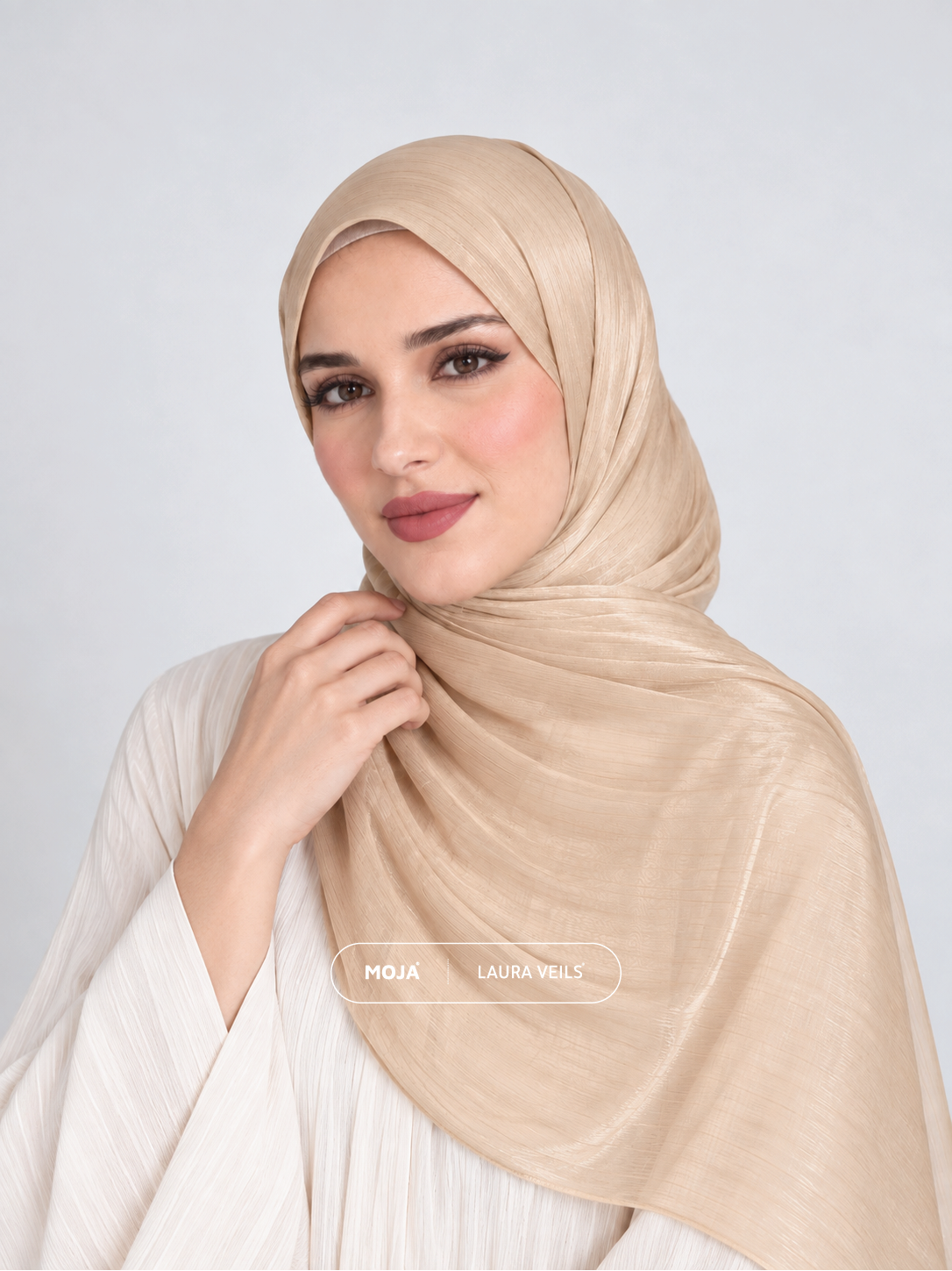 Cream Moja Organza Shimmer Hijab – 2m Length