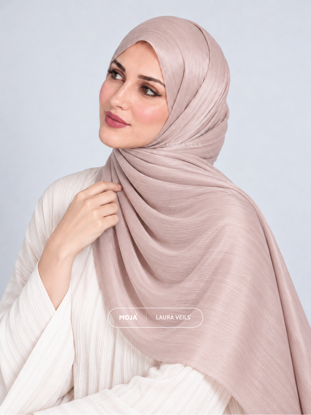 Nude Pink Moja Organza Shimmer Hijab – 2m Length