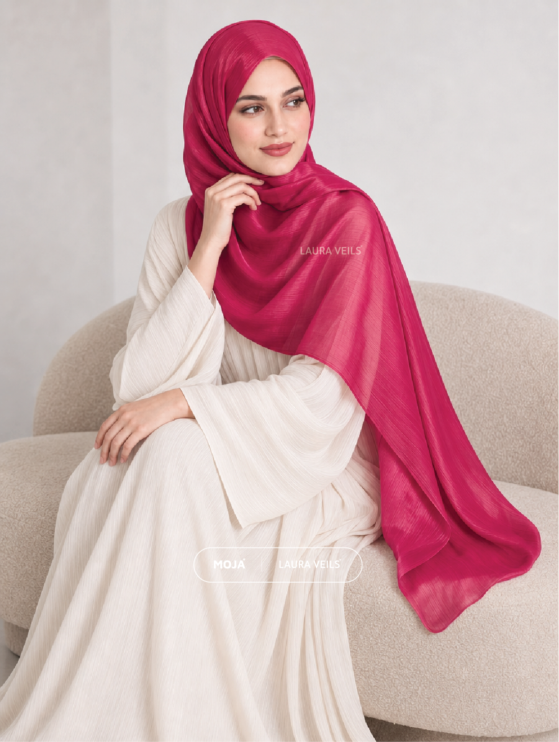 Rani Pink Moja Organza Shimmer Hijab – 2m Length