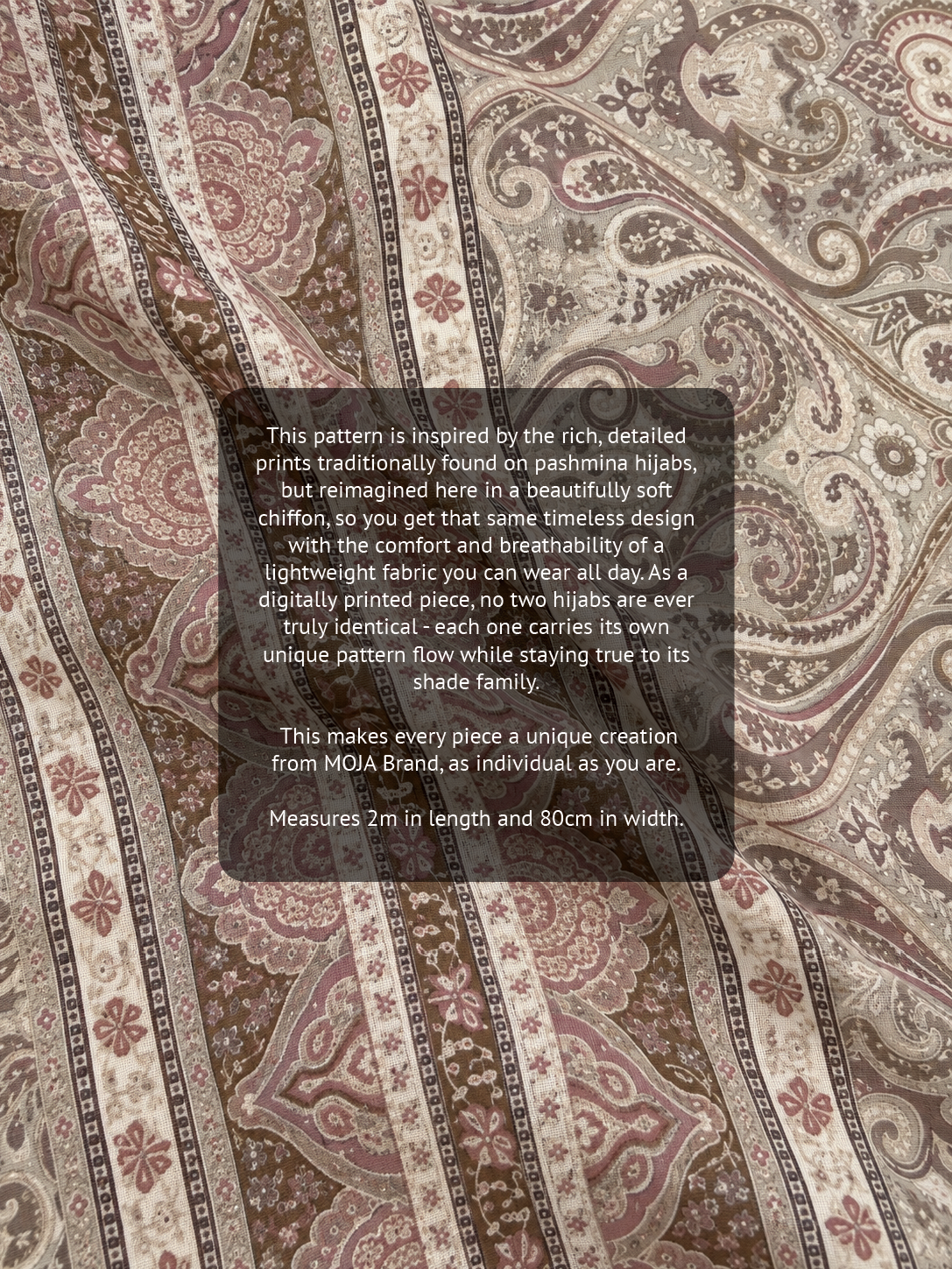 Paisley Printed Hijab – Stone Mist – Moja Soft Chiffon Printed Shayla – 2m length