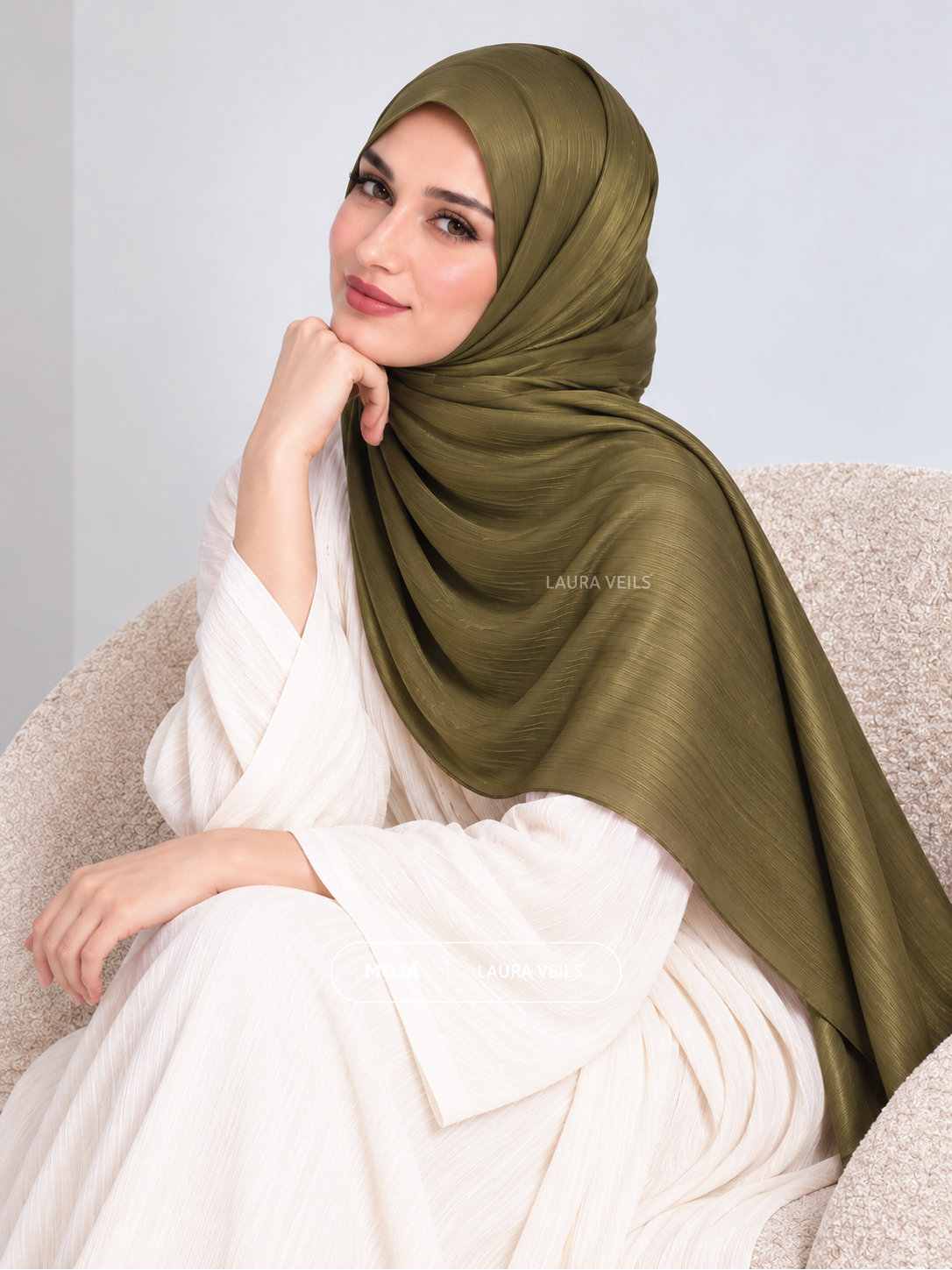 Sage Green Moja Organza Shimmer Hijab – 2m Length