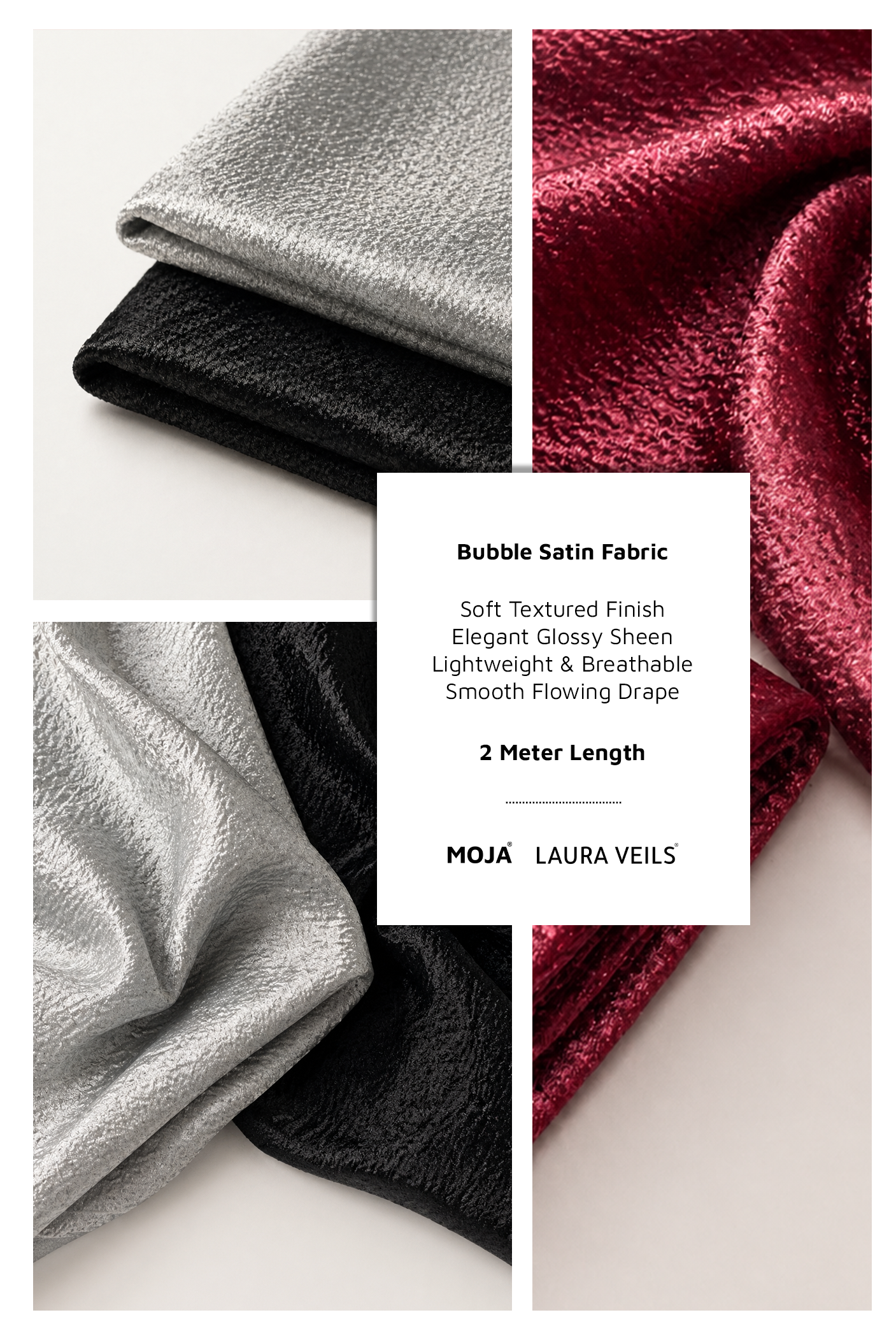 Antique – Moja Bubble Satin Hijab – Soft Glossy Party Wear Hijab – 2 Meter Length