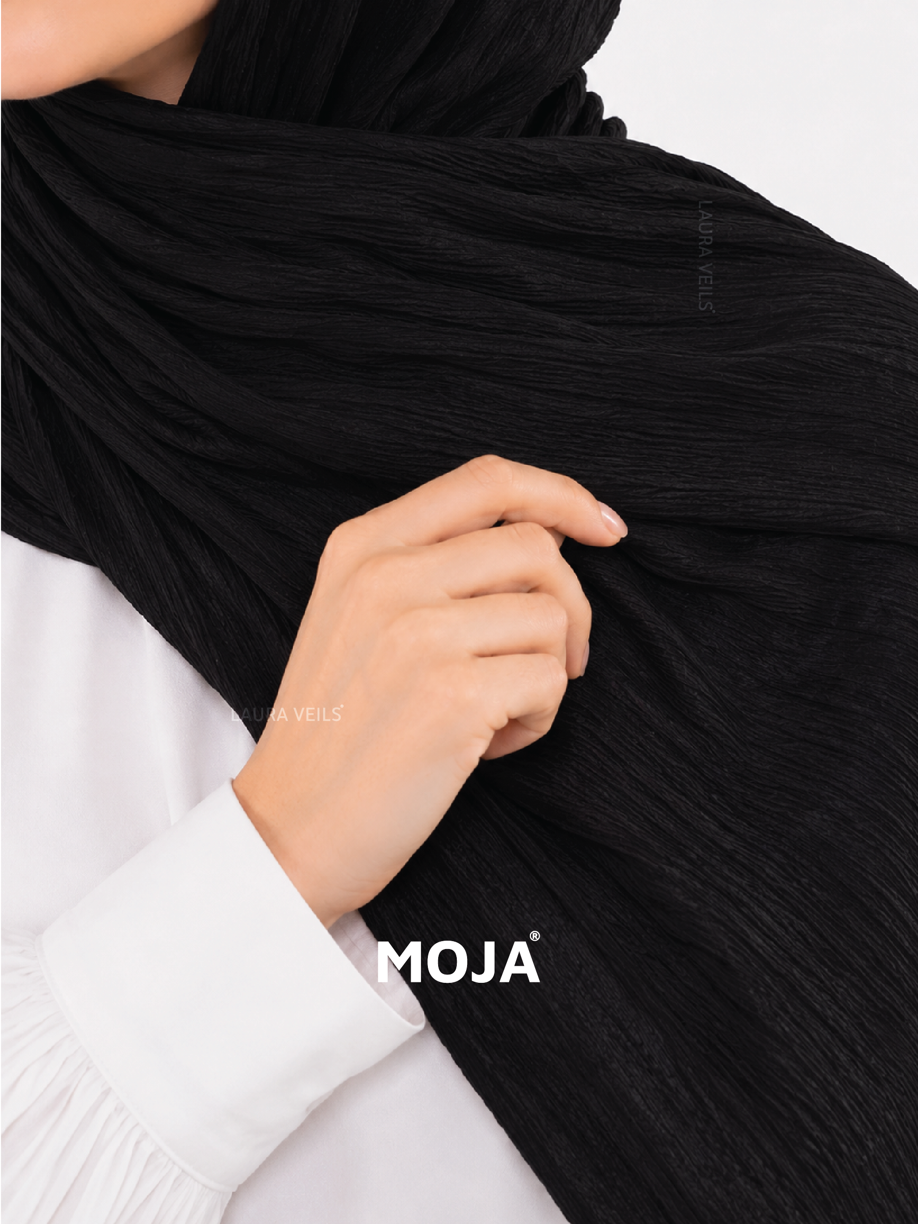 Black Modal Cotton Crinkle Hijab
