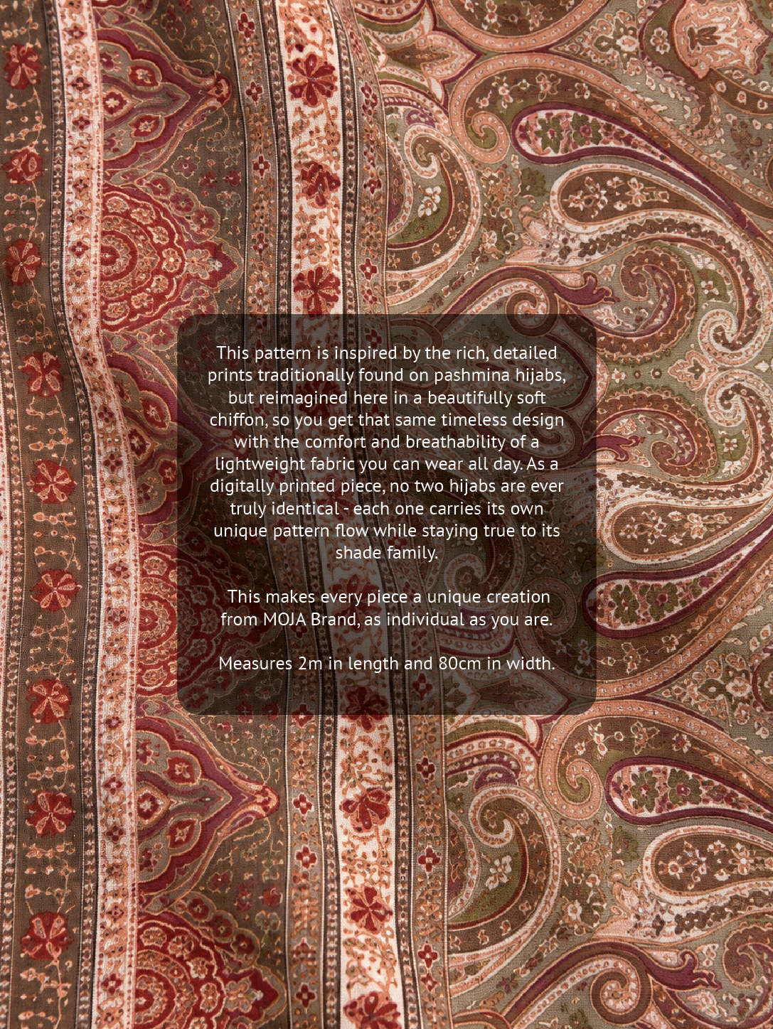 Paisley Printed Hijab – Sage Blush – Moja Soft Chiffon Printed Shayla – 2m length