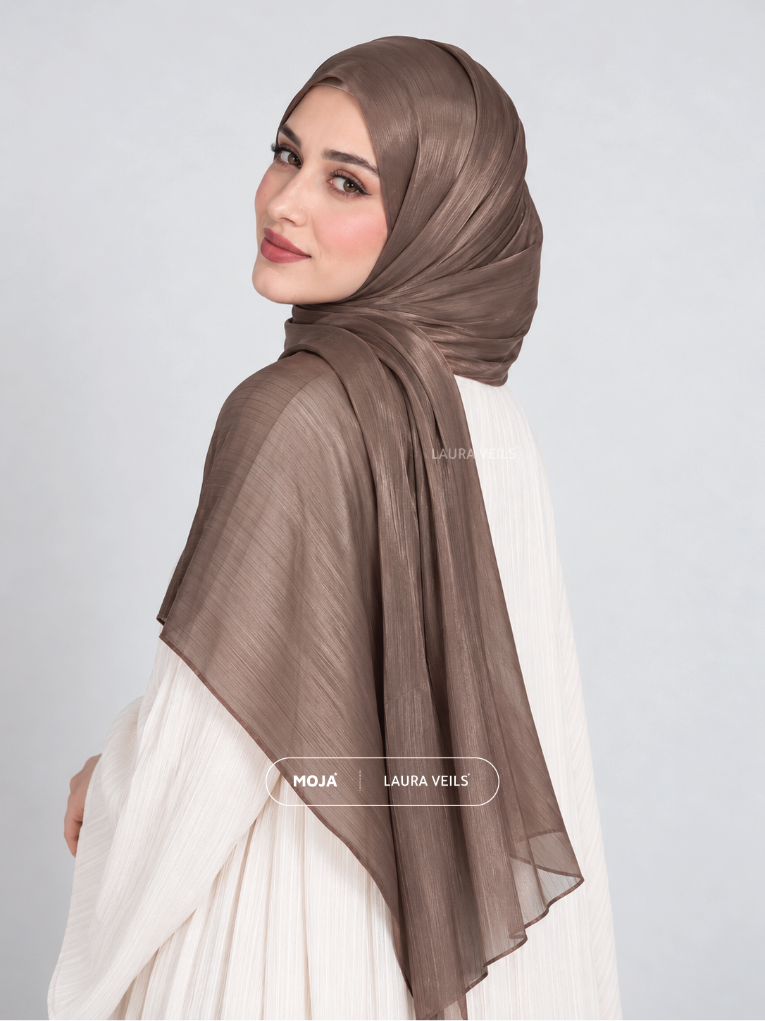 Espresso Moja Organza Shimmer Hijab – 2m Length