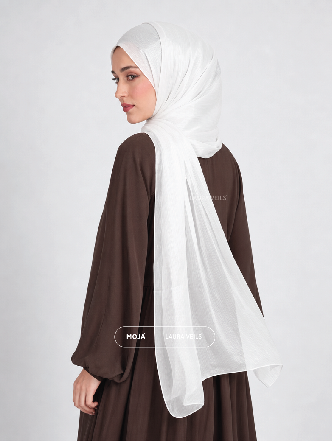 Milk White Moja Organza Shimmer Hijab – 2m Length